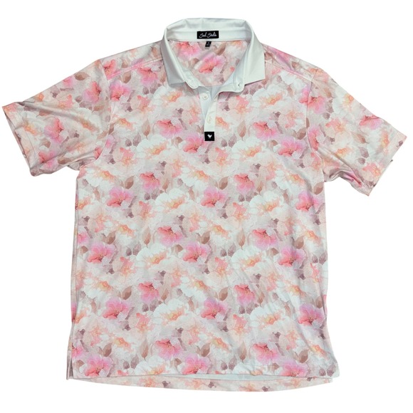 Bad Birdie Other - Bad Birdie Mens XL Pink Floral Performance Golf Polo Shirt Short Sleeve Stretch